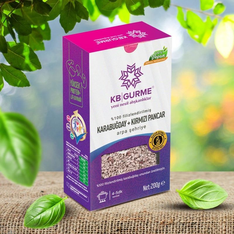 KB Gurme Glutensiz & Vegan Flizlendirilmiş Karabuğday +Kırmızı Pancar Arpa Şehriye 200 gr