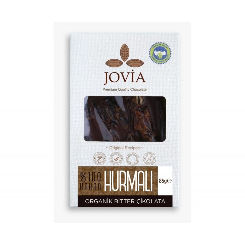 Jovia Organik Çikolata -%100 Bitter Hurmalı- 85 gr