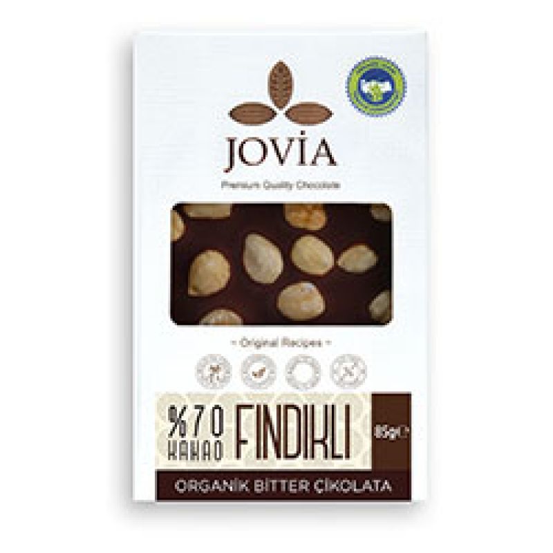 Jovia Organik Çikolata -%70 Bitter Fındıklı- 85 gr