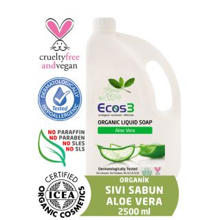 Ecos3 Organik Sıvı Sabun Beyaz Aloe Vera  (2500ml)