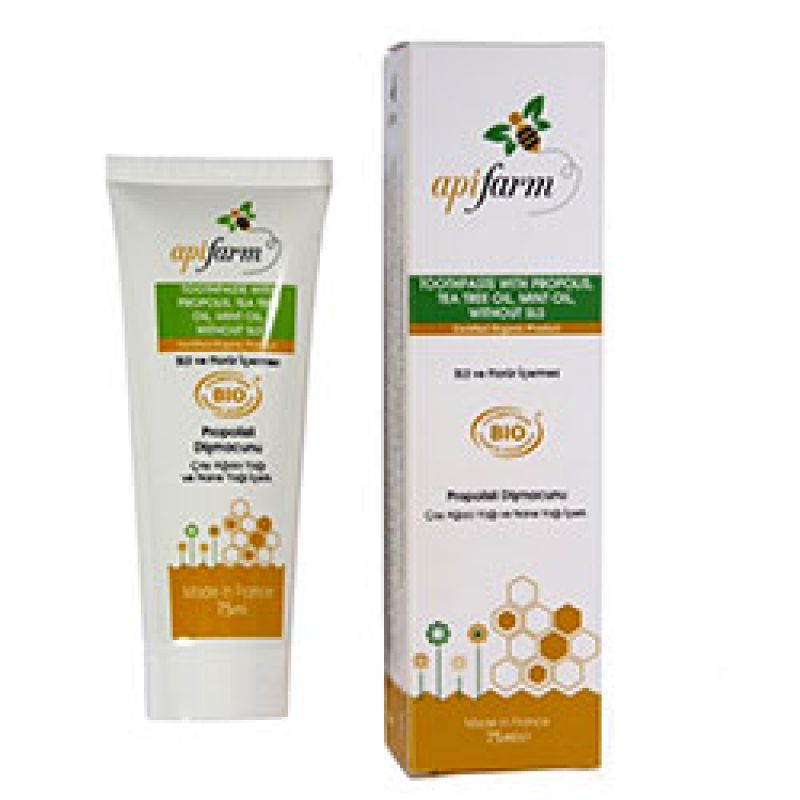 Apifarm Organik Diş Macunu (Propolis, Çay Ağacı Yağı ve Nane, Florürsüz) 75ml 
