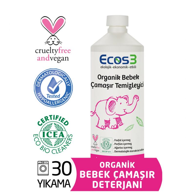 Ecos3 Organik Bebek Çamaşır Deterjanı (1000 ML - 30 Yıkama)